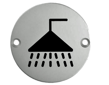 Eurospec Shower Symbol Sign, Polished Stainless Steel OR Satin Stainless Steel Finish - SEX1014